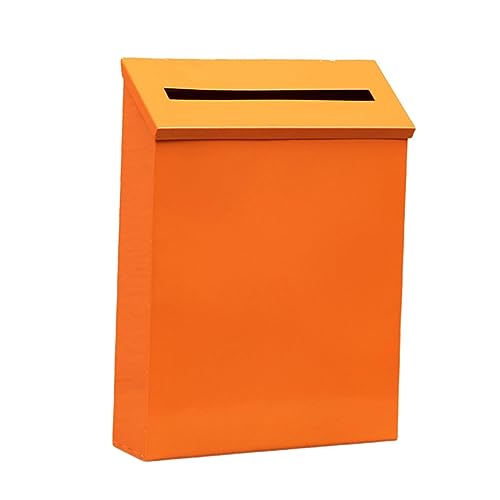 LOVIVER Wandmontierter Briefkasten aus Metall, Zeitungshalter mit Toplader, regensicherer Briefkasten, Dropbox für Tor, Veranda, Außendekoration, Orange