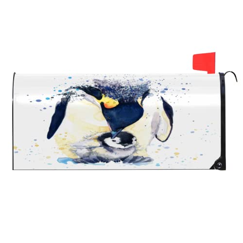 Briefkasten-Abdeckung, Aquarell, Pinguin, Tiermotiv, magnetische Briefkasten-Wraps für Hof, Garten, Outdoor-Dekorationen, Standardgröße 50,8 x 45,7 cm