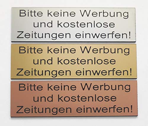 BigTrend24 Briefkastenschild Schild - Bitte keine Werbung und kostenlose Zeitungen! 3 Farben Kupfer