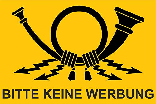 10x15 cm - Premium Aufkleber  Bitte keine Werbung  mit Post Horn Sticker für Briefkasten Postkasten