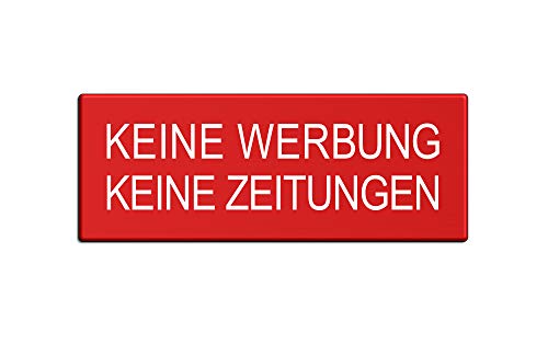 Briefkastenschild Keine Werbung Keine Zeitungen 66x25 mm Aluminiumschild rot-weiß beschichtet selbstklebend Nr.57052-R